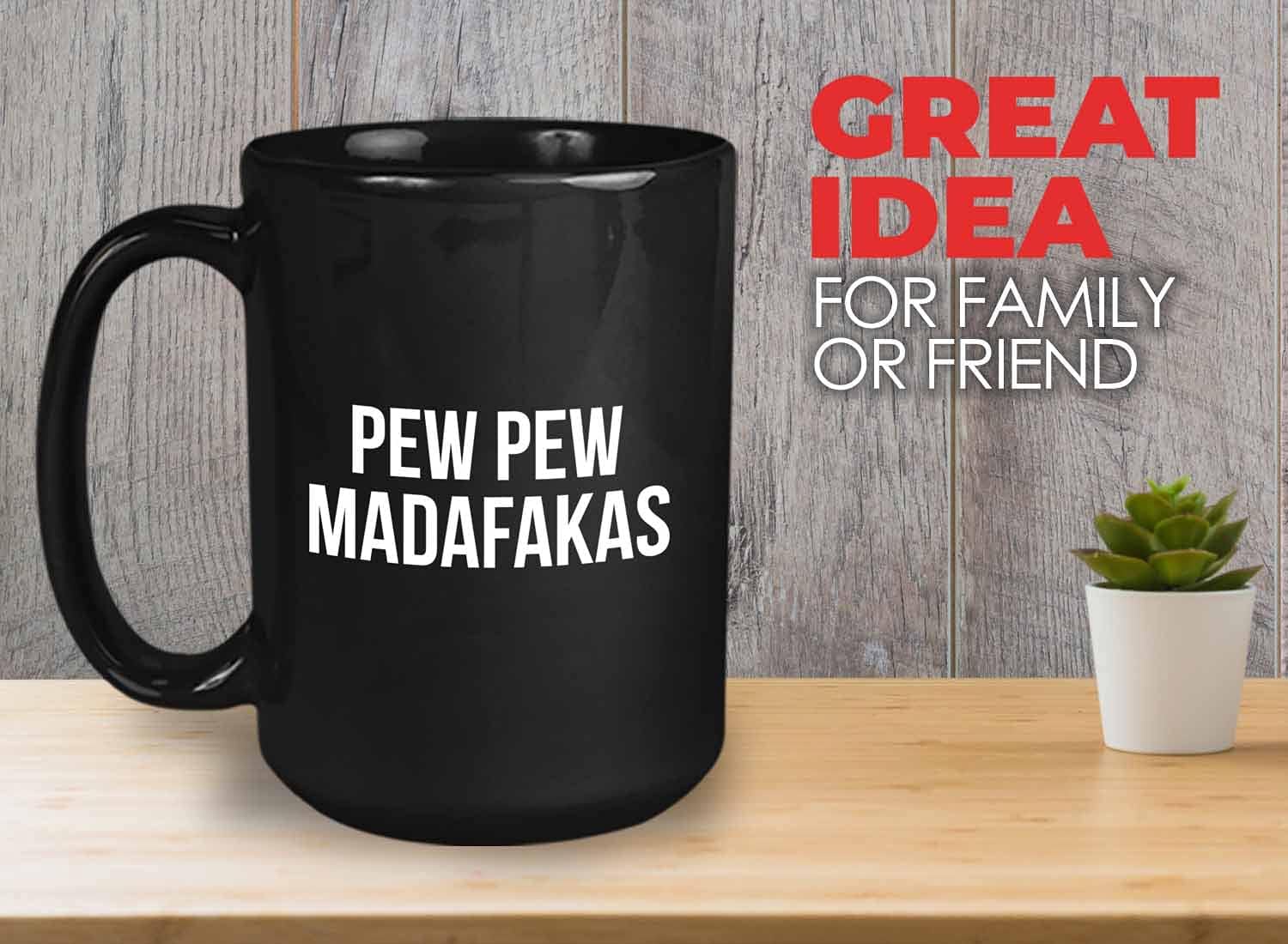 Bubble Hugs Sarcasm Coffee Mug 15oz Black - Pew Pew Madafakas - Funny Jokes Humor Men Women Irony Wit Sarcastic Droll Derision Chuckle Ridicule