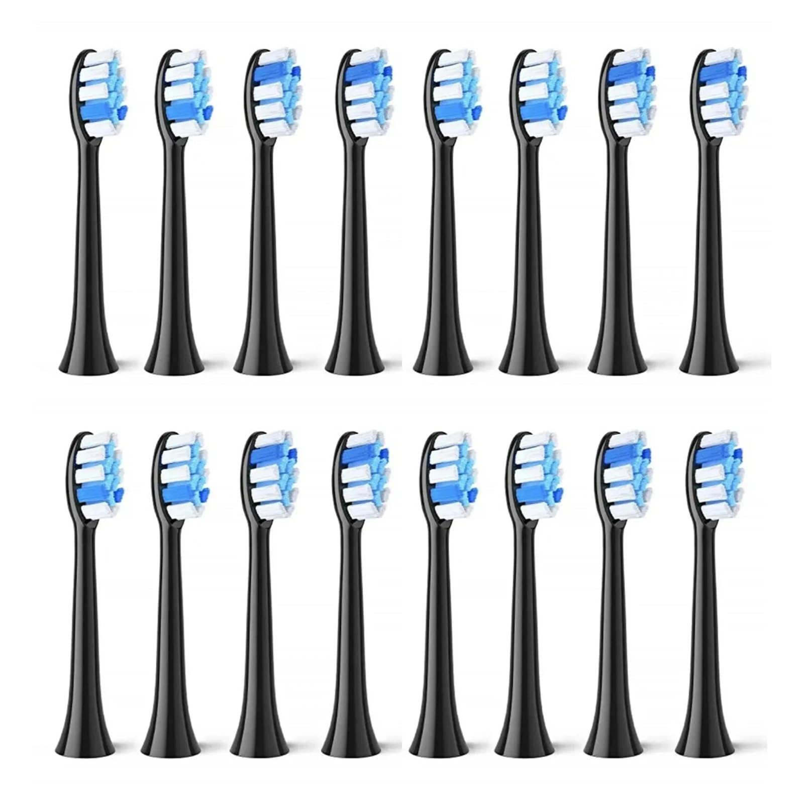 Cabezales suaves, compatible con Fairywill, P11 T9 P80 | Cabezales para adultos, plastico, aprox. 9.5 x 1.5 cm, 4 a 16 piezas(BLACK 16pcs)