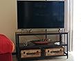 VASAGLE LTV40BX Televisietafel voor tv's tot 43 inch, industrieel design, console, lowboard, woonkamertafel met metalen frame, houtnerf, woonkamer, vintage, donkerbruin, LTV40BX