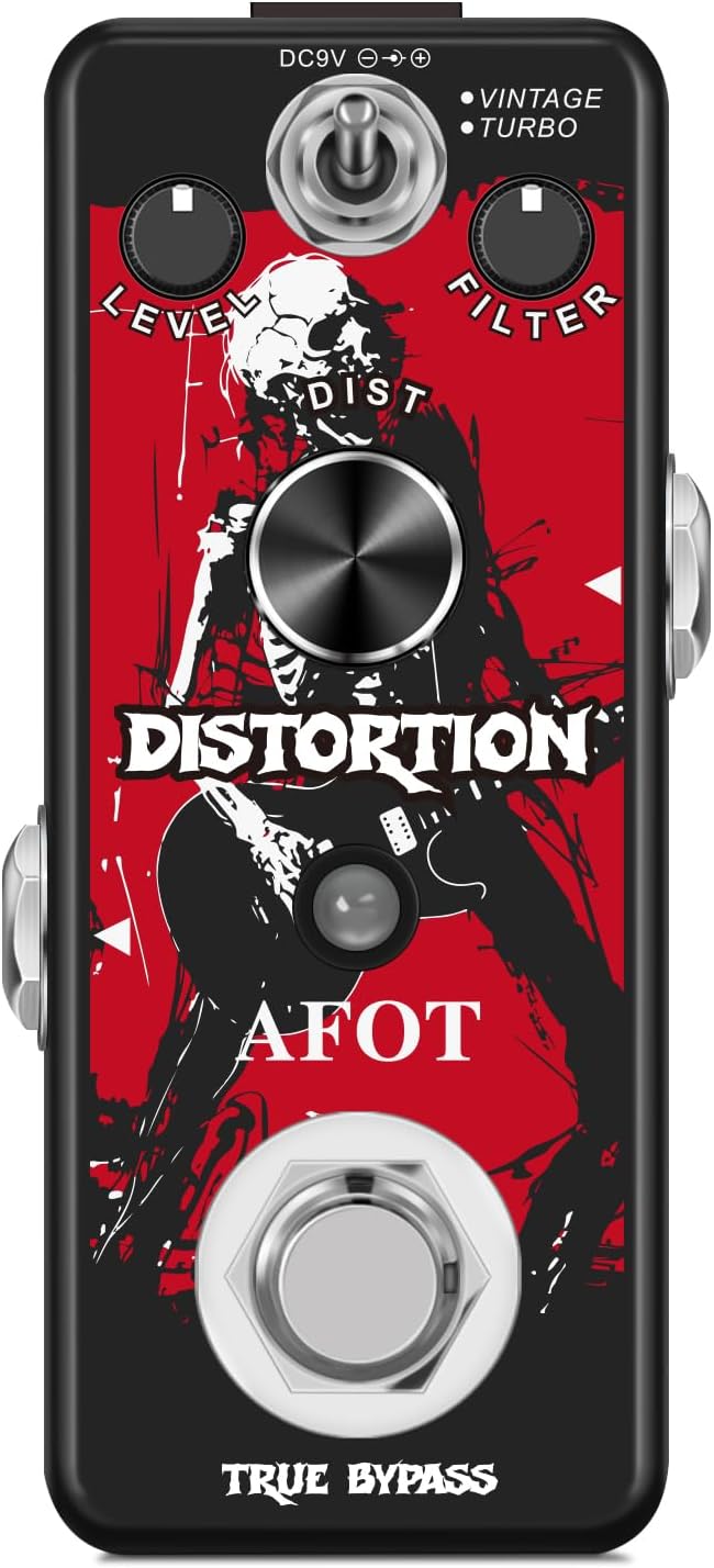 Distortion Pedal for Electric Guitar,Vintage Analog Distortion Effect for Electric Guitar, Guitar Distortion Pedal Warm Smooth Wide Range of Vintage Distortion Sound, Mini Size True Bypass