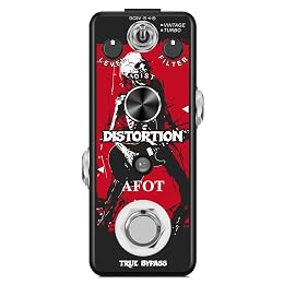 AFOT Distortion Pedal for Electric Guitar,Vintage Analog Distortion Effect for Electric Guitar, Guitar Distortion Pedal Warm Smooth Wide Range of Vintage Distortion Sound, Mini Size True Bypass