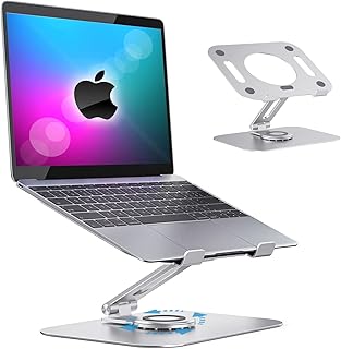 Laptop Stand — 360° Swivel & Adjustable Laptop Stand for Desk, Ergonomic Laptop Riser for Collaborative Work, Foldable & Portable Computer Stand for All MacBook/Laptops up to 15.6 inches.
