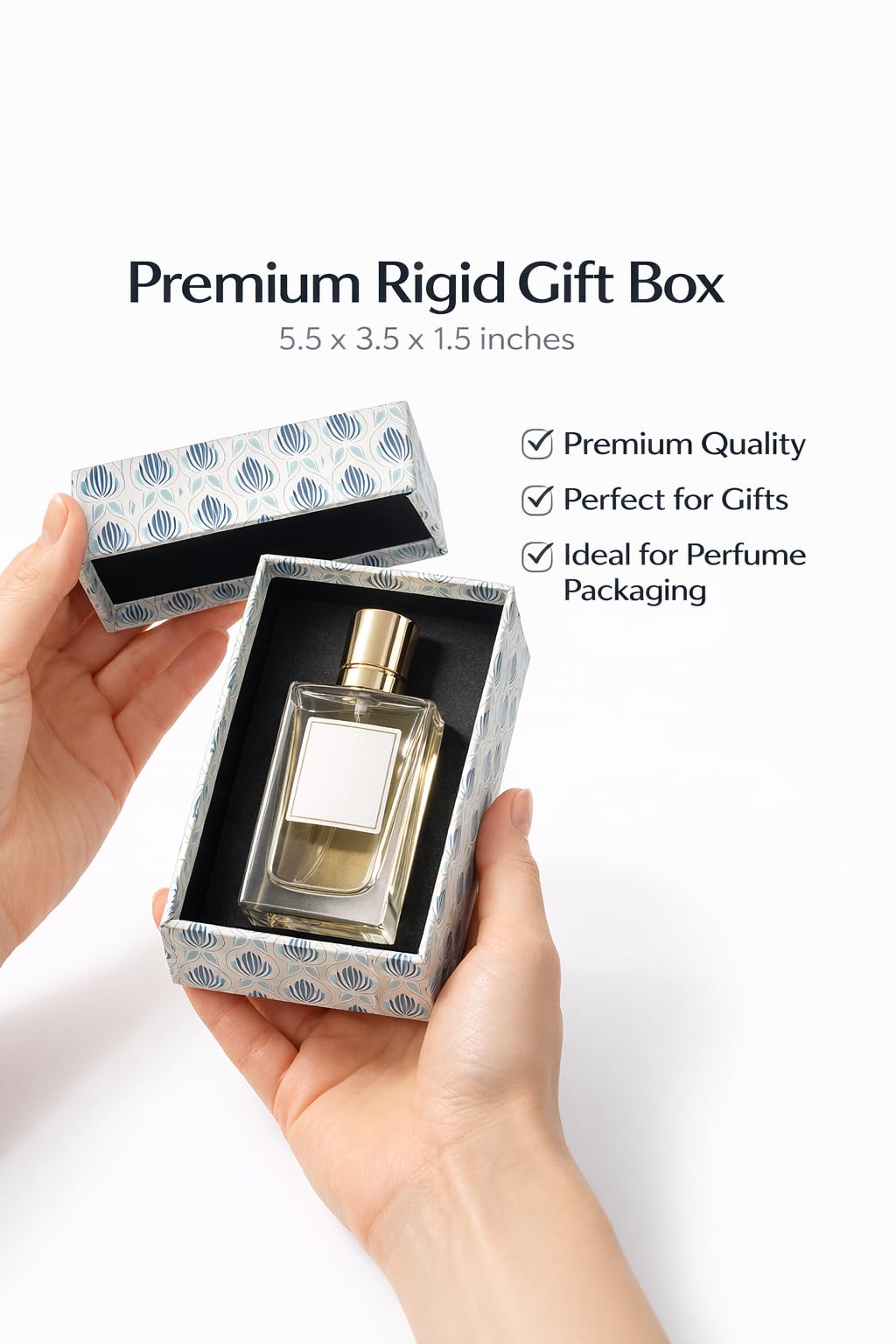 Ak Printers Top And Bottom Rigid Gift Box With Matte Finish | Rectangular Cardboard Box For Perfume, Jewellery & Beauty Products | Ideal For Gifting & Storage | Size 5.5x3.5x1.5 Inch (Pack Of 1) 1