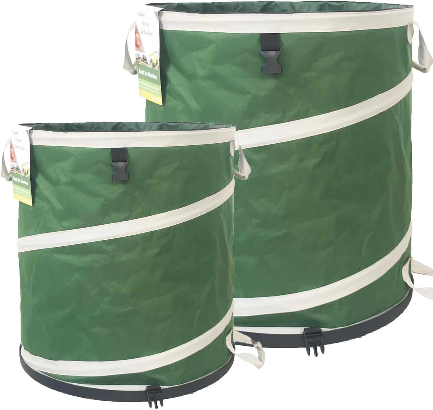 24 Gallon and 46 Gallon Collapsible Trash Can Solid Bottom for Yard Waste Bag,Yard Debris Bag,Pop-Up Trash Can,Recycling Bin,RV Camping Waste Bin,Laundry Hamper,Lawn Grass,Garden Weeds Bags,Leaf Bags