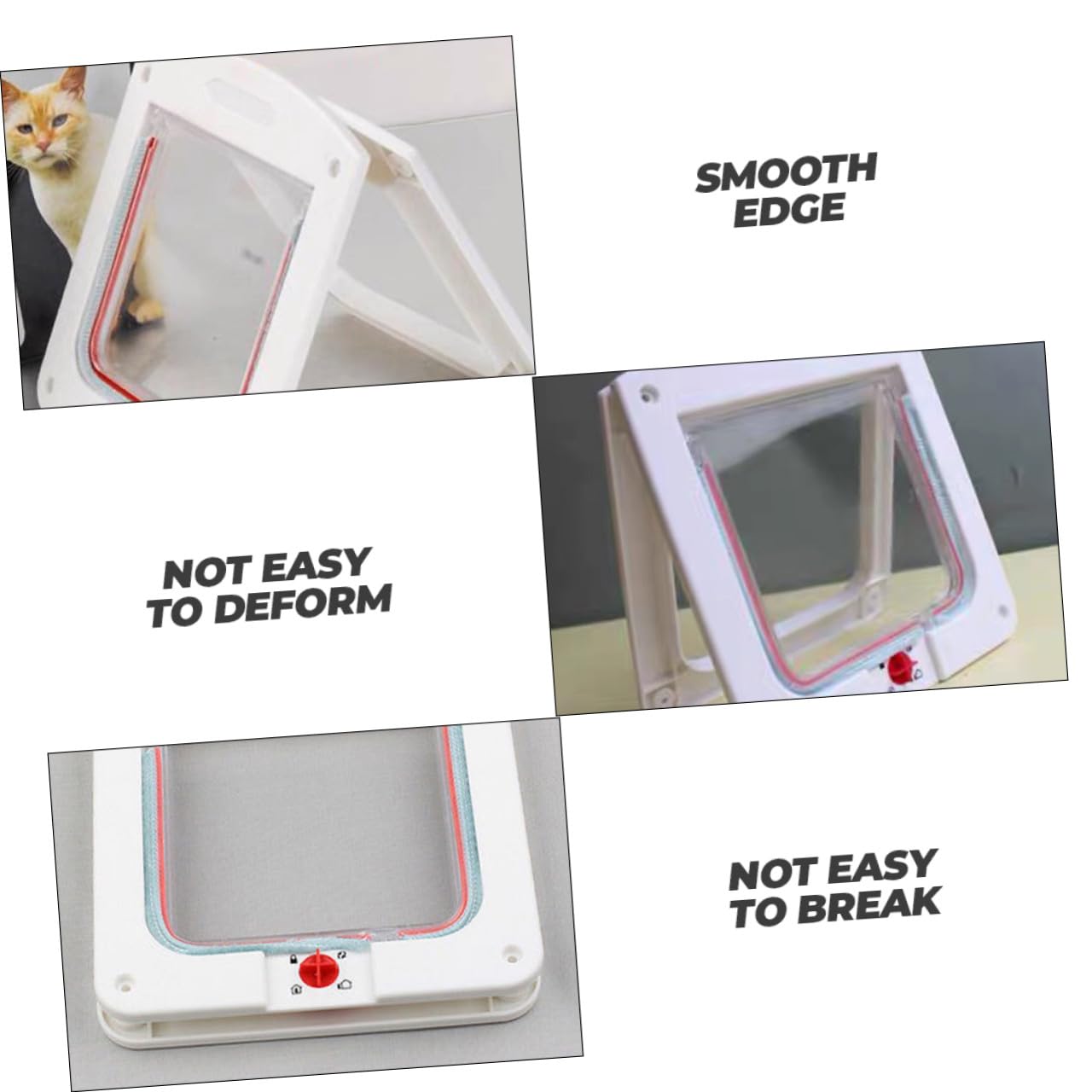 Portes pour Chats Contrôlables en Abs Acrylique 2 Pièces pour Petits Chiens | Entrée et Sortie Réglables, Installation Simple, Nettoyage Facile, Forme Créative, Blanc et Marron