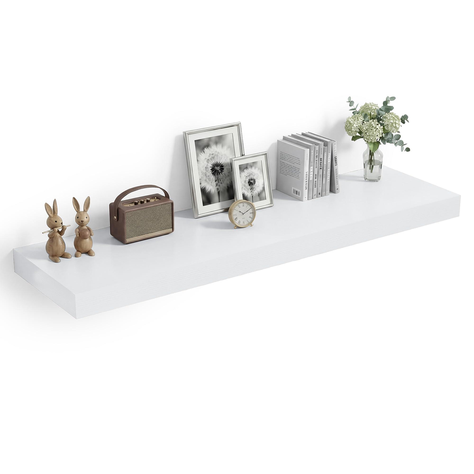 Heimlove Floating Wall Shelf Set of 1, 100cm Mounted Shelf for Living Room, Kitchen, Bedroom (White)