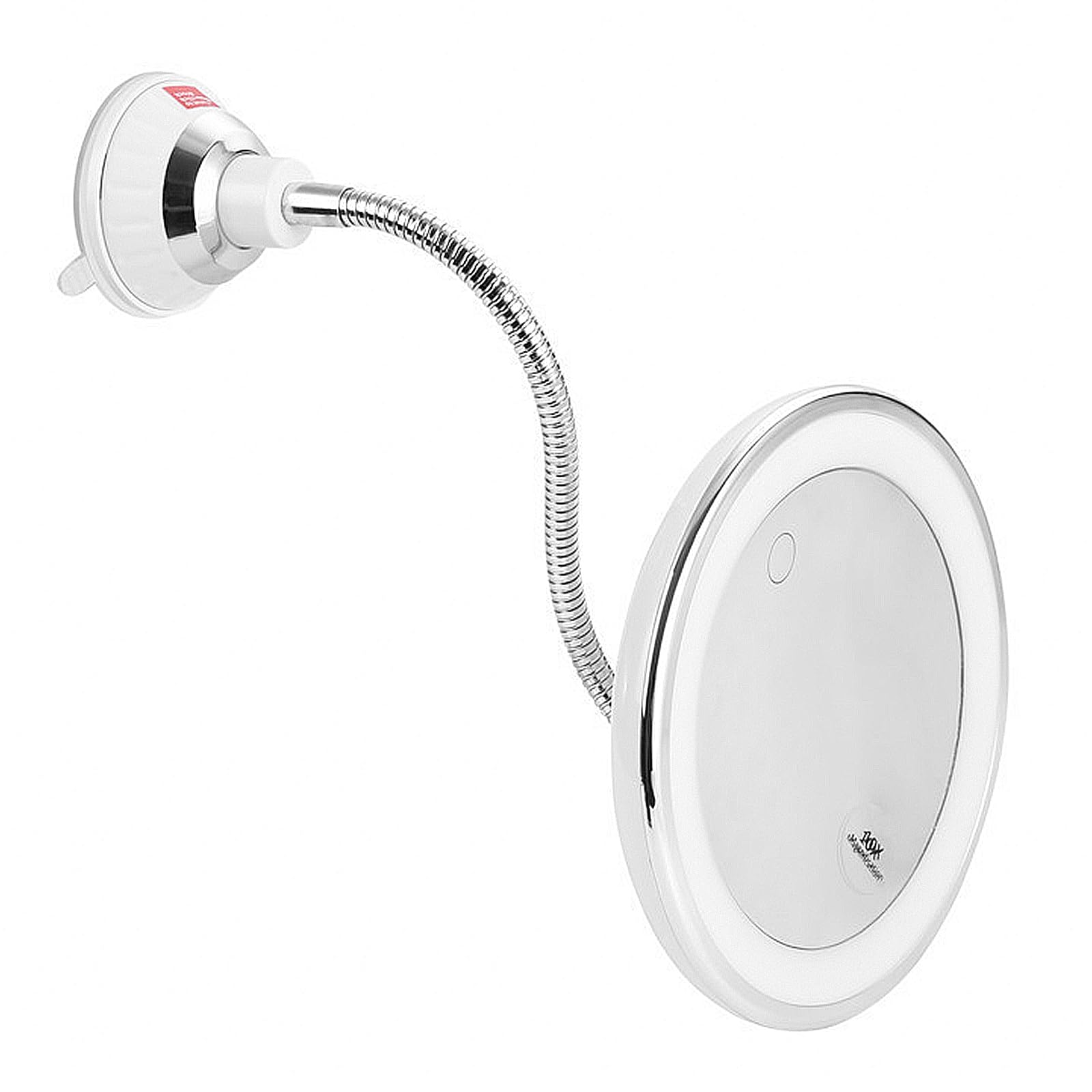 Miroir de maquillage flexible à col de cygne, grossissement x10, éclairage LED, ventouse puissante, miroir de rasage rond rotatif à 360 degrés, adapté aux voyages et à une utilisation à domicile (arge