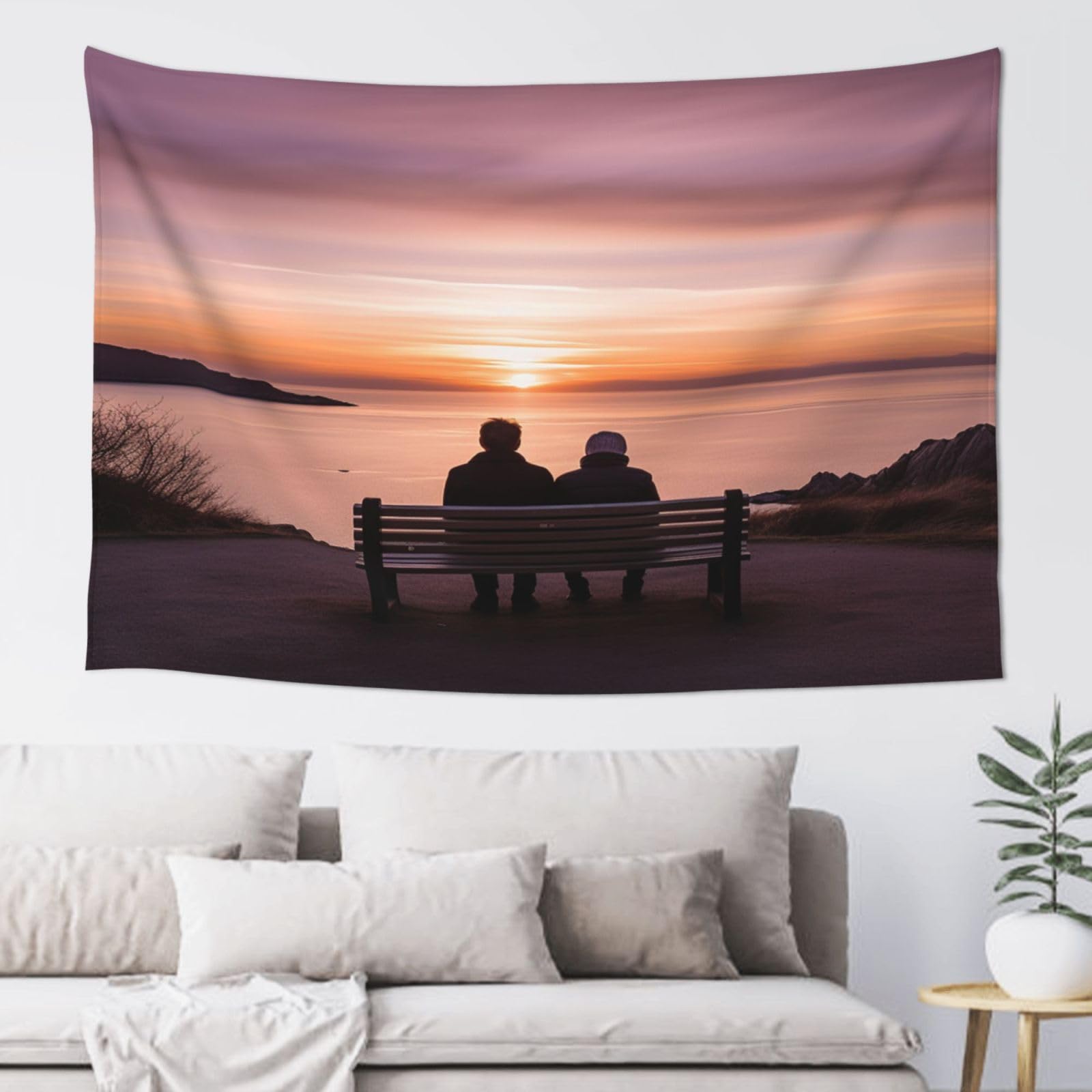 QMKFWT Sunset Tapestry Aesthetic Wall Hanging Tapestries 60'' x 40'' Boho Tapestries Vertical Wall Art Decorative Funny Vintage Poster Flag Tapestry for Bedroom Living Room Decor