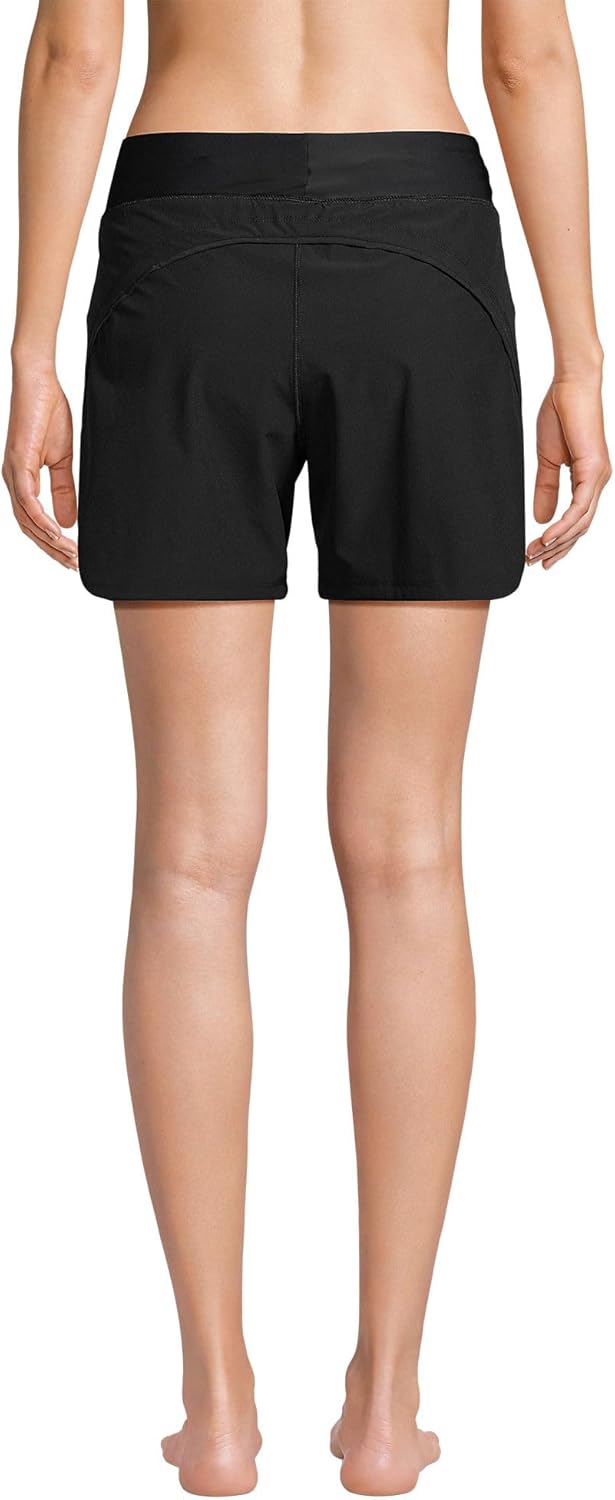 Lands' End Women's 5" Quick Dry Elastic Waist Board Shorts Swim Cover-up Shorts with Panty