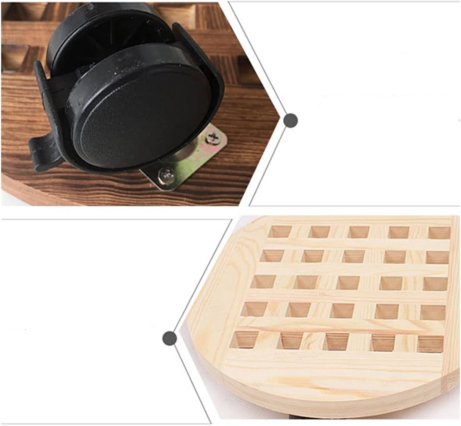 Wooden Vase Base Flower Pot Tray With Wheels Plant Caddy With Easy Moving Caster Wheels Round Movable Planter Tray Outdoor Indoor ​Tree Flower Stand Planter Wooden Vase Stand ( Color : Beige , Size :