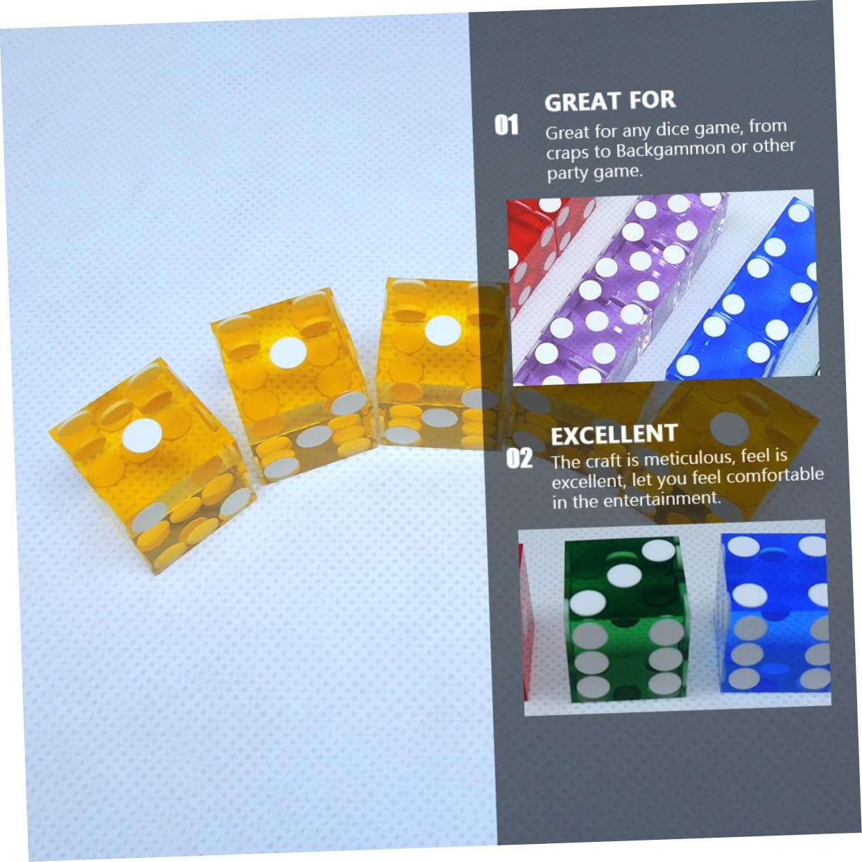 Hohopeti 5piezas Dados Acrílicos Transparentes para Fiesta Dados De Puntos Divertidos para Actividades Recreativas Mesa