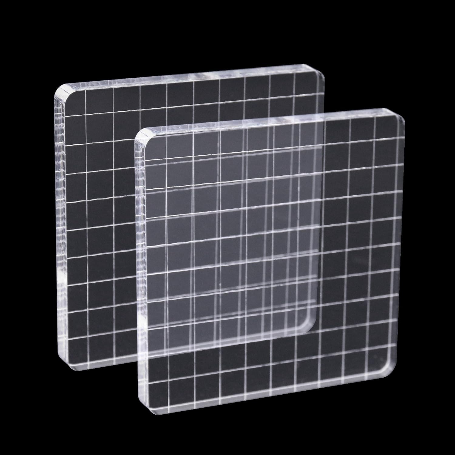 Clear Acrylic Stamp Blocks, 5.12" * 6.3" Acrylic Stamping Block Tool Clear Stamp with Grid Lines for Photography Props Scrapbooking Crafts Card Making
