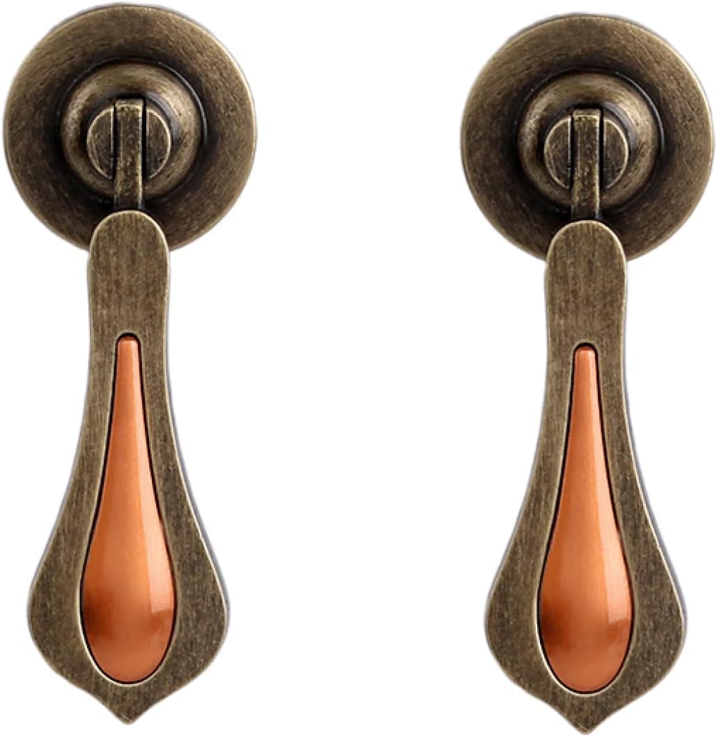 Tnbccxn B Bronze Cabinet Handles, Cabinet Handles,2 Pcs Pure Brass Handle Drop-Shaped Tag Drawer Cabinet Door Pendant(B Bronze)