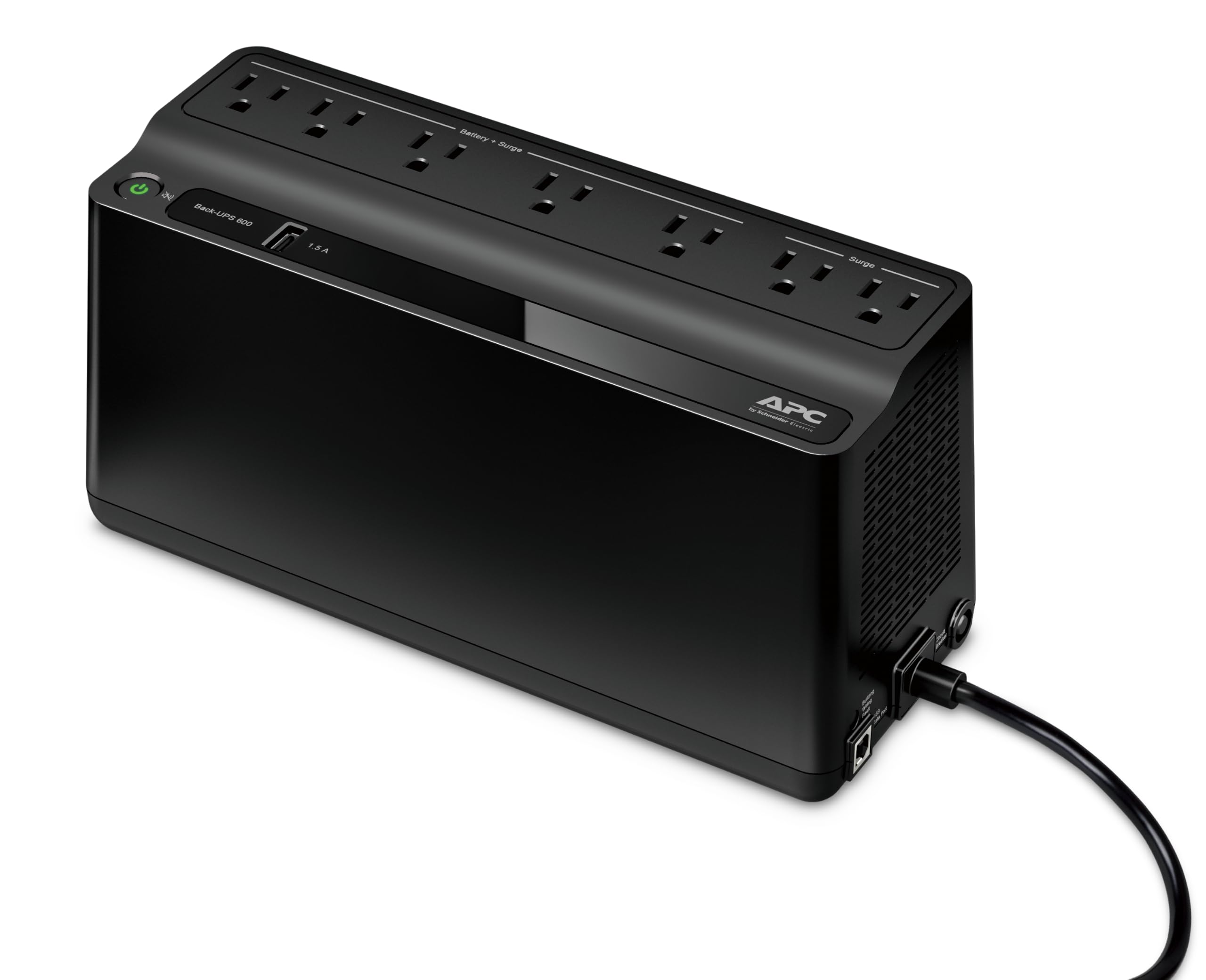 APC UPS Battery Backup & Surge Protector, 600VA Backup Battery Power Supply, BE600M1 Back-UPS with USB Charging Port, Pack of 2