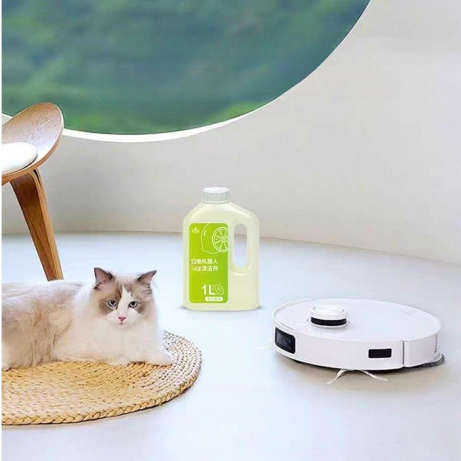Solución de limpieza de pisos。 Compatible para ECOVACS X2 / X2 Pro / T5 / T8 / T9 / T10 / X1 /N9 。 Accesorios para robots de barrido, 1L (33.8fl oz)(Package*2)
