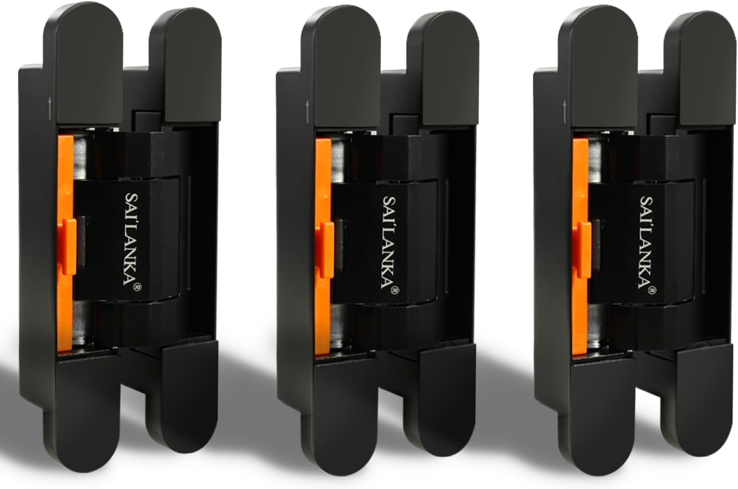 3 Pack Invisible Hydraulic Heavy Duty Hidden Door Hinge 180 Swing Automatic Door Close Cushioning Mortise Mount Concealed Cross Hinge Load Bearing 100KG, Black