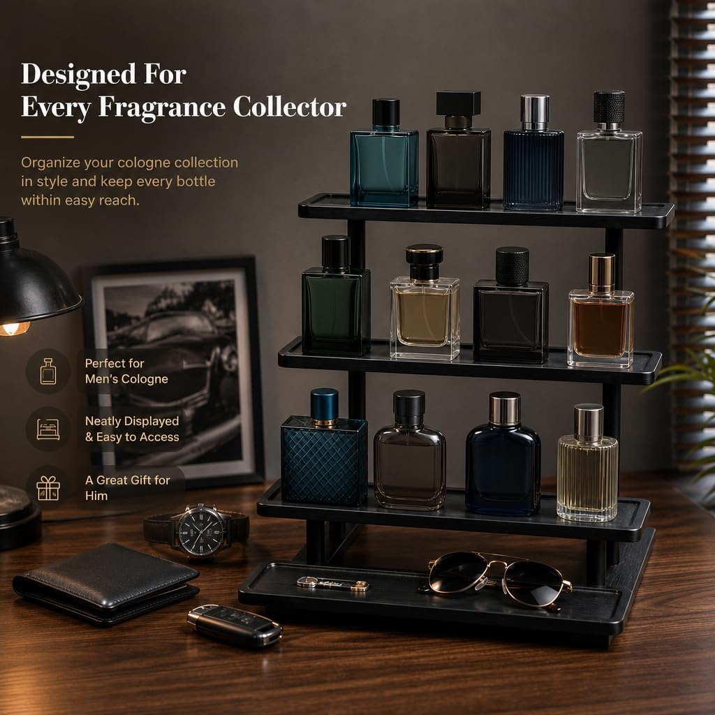 Perfume Organizer, 4 Tier Wooden Perfume Stand, Cologne Stand image 4