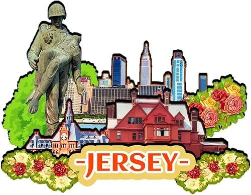 Jersey City New Jersey USA - Imán de nevera, diseño de madera, recuerdos, colección creativa, hecho a mano, viajes, oficina, regalos de paisaje,