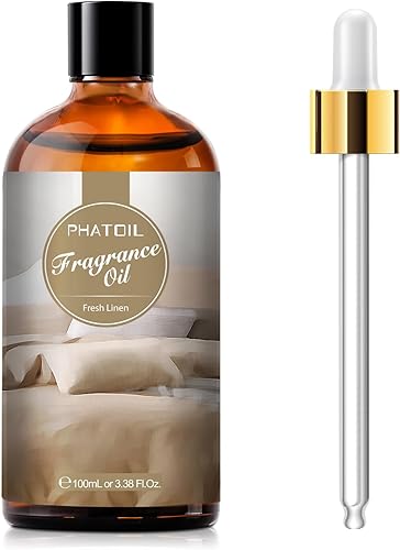 Aceites aromáticos de lino fresco de 3.38 onzas líquidas para aromaterapia, aceites esenciales para difusores para el hogar, perfectos para