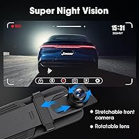 Vista 4 de Upgraded 10'' Rear View Mirror Camera Mirror Dash Cam Front and Rear 1080P Backup Camera Full Touch Screen w Loop Recording, G-Sensor