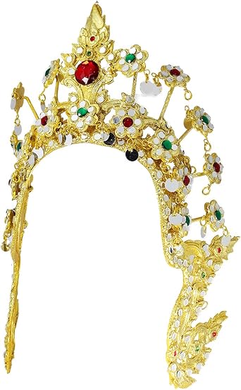 Thai Traditional Dances Headdress Headpiece Ram Thai, Mask Dance Costume Thailand, Head Fashion Accessory, Krabang Na