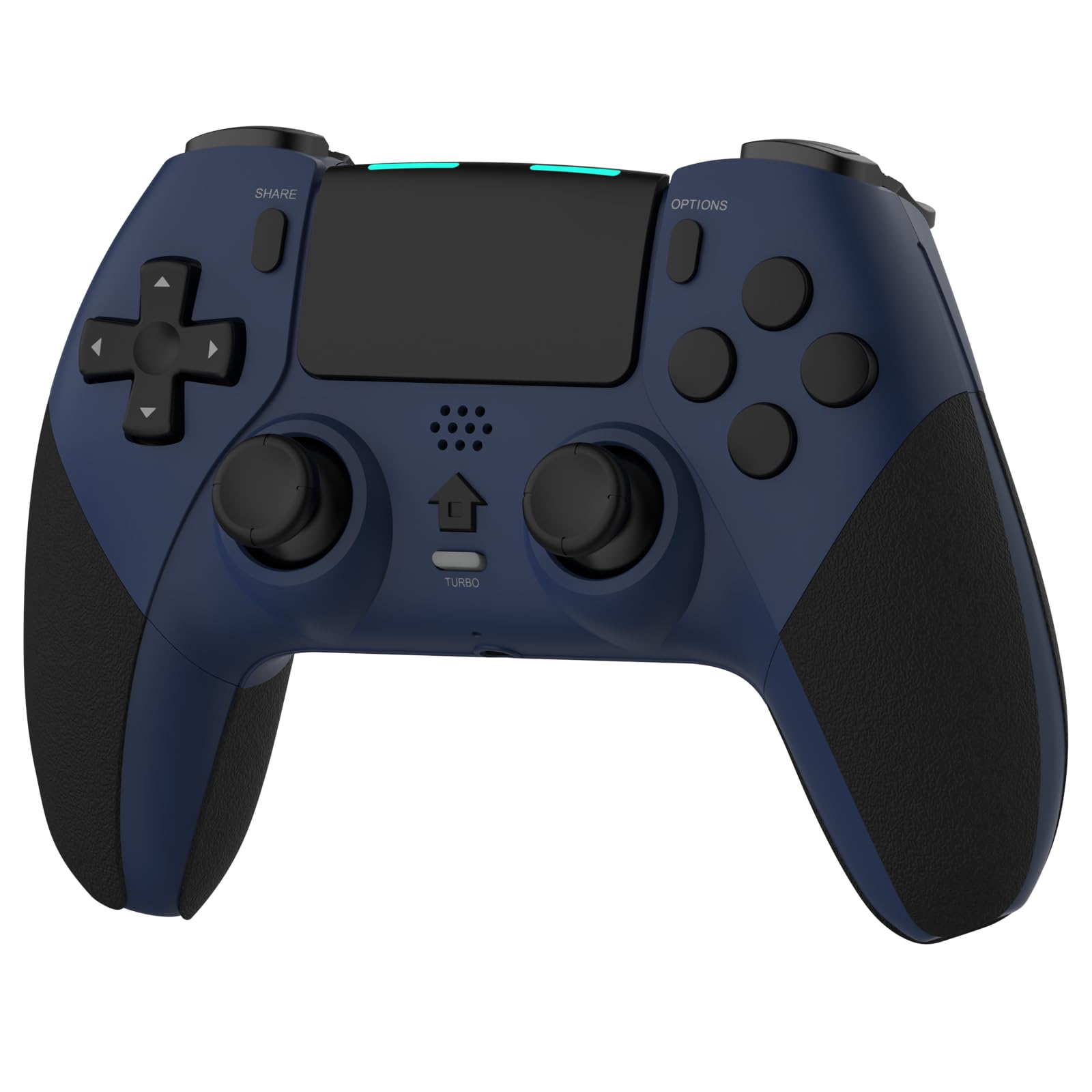REKBOO Manette sans fil Compatible pour PS4, Contrôleur pour PS4 avec Audio Microphone Jack, Manette P4 dual Vibration avec Gyroscope à Six Axes, Macro, Turbo, Ecran Tactile, 800mah Batterie（Bleu）