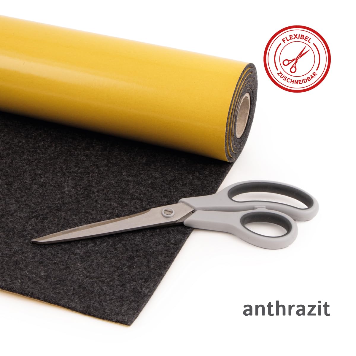 Filc wełniany do kampera, samoprzylepny: 100% naturalny filc igłowany – grubość 3 mm, rozciągliwy i oddychający – Made in Germany (antracytowy, 1 50 cm x 100 cm (0,5 m x 1 m)