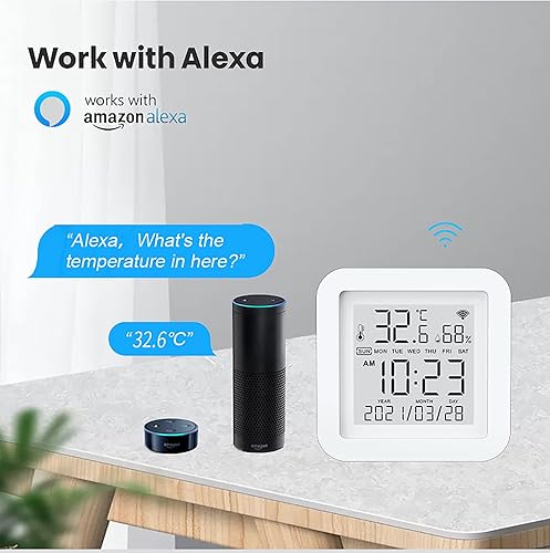 Miniatura 5 de Monitor inteligente de temperatura y humedad WiFi: TUYA Sensor inalámbrico de temperatura y humedad con alertas de notificación de aplicación,