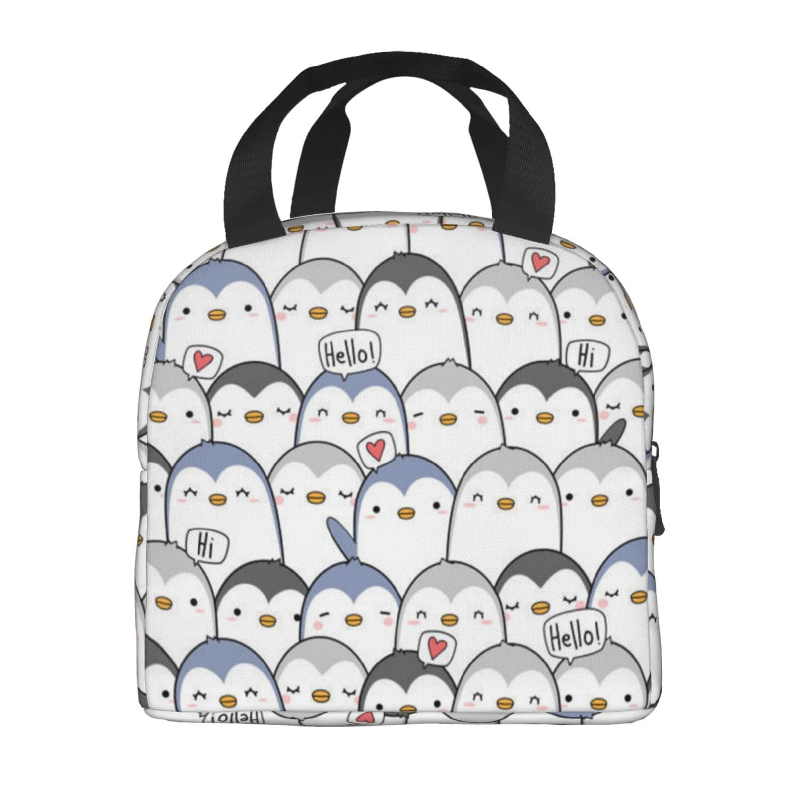 DOFFO Borsa termica per il pranzo con stampa famiglia di pinguini borsa