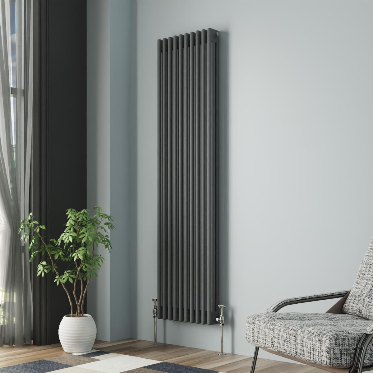 NRG Column Radiator Anthracite 1800x472mm Triple Cast Iron Rads