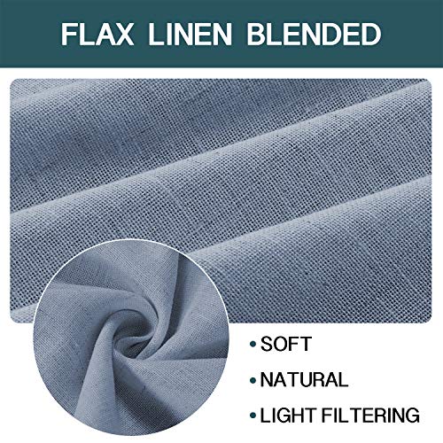 Natural Linen Curtains 108 Inches Extra Long Rod Pocket Semi Sheer Curtain Drapes Elegant Casual Linen Textured Window Draperies, Light Filtering Privacy Added Home Fashion 2 Panels, Stone Blue #TOP2