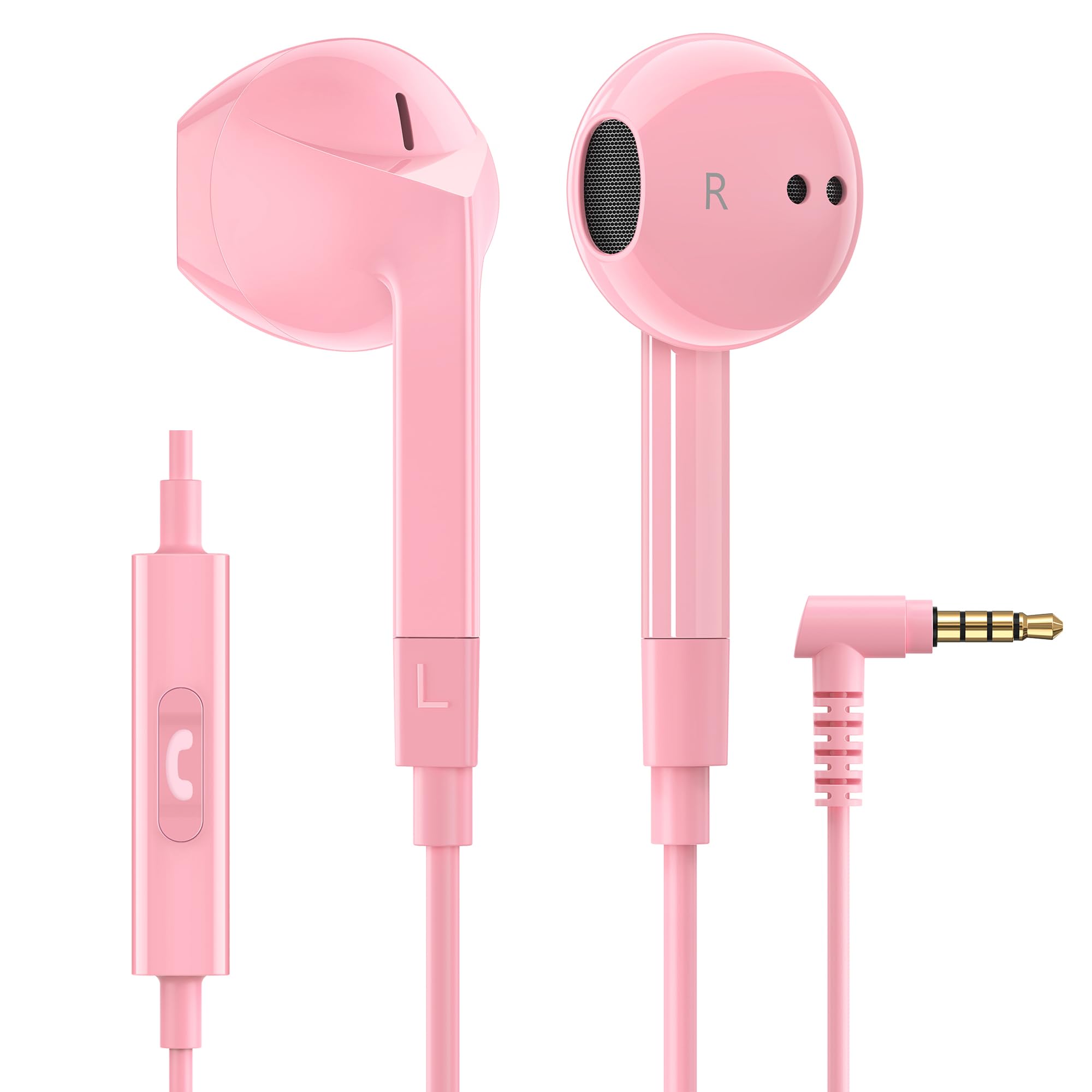 Ludos FEROX Auriculares In Ear con Cable y Microfono, 5 Años de GarantÃa, Auricular con Jack, Cascos Musica con Graves Potentes, para iPhone, iPad, Samsung, Xiaomi, Gaming, Móvil, MP3 - Rosa Certificado ClimatePartner