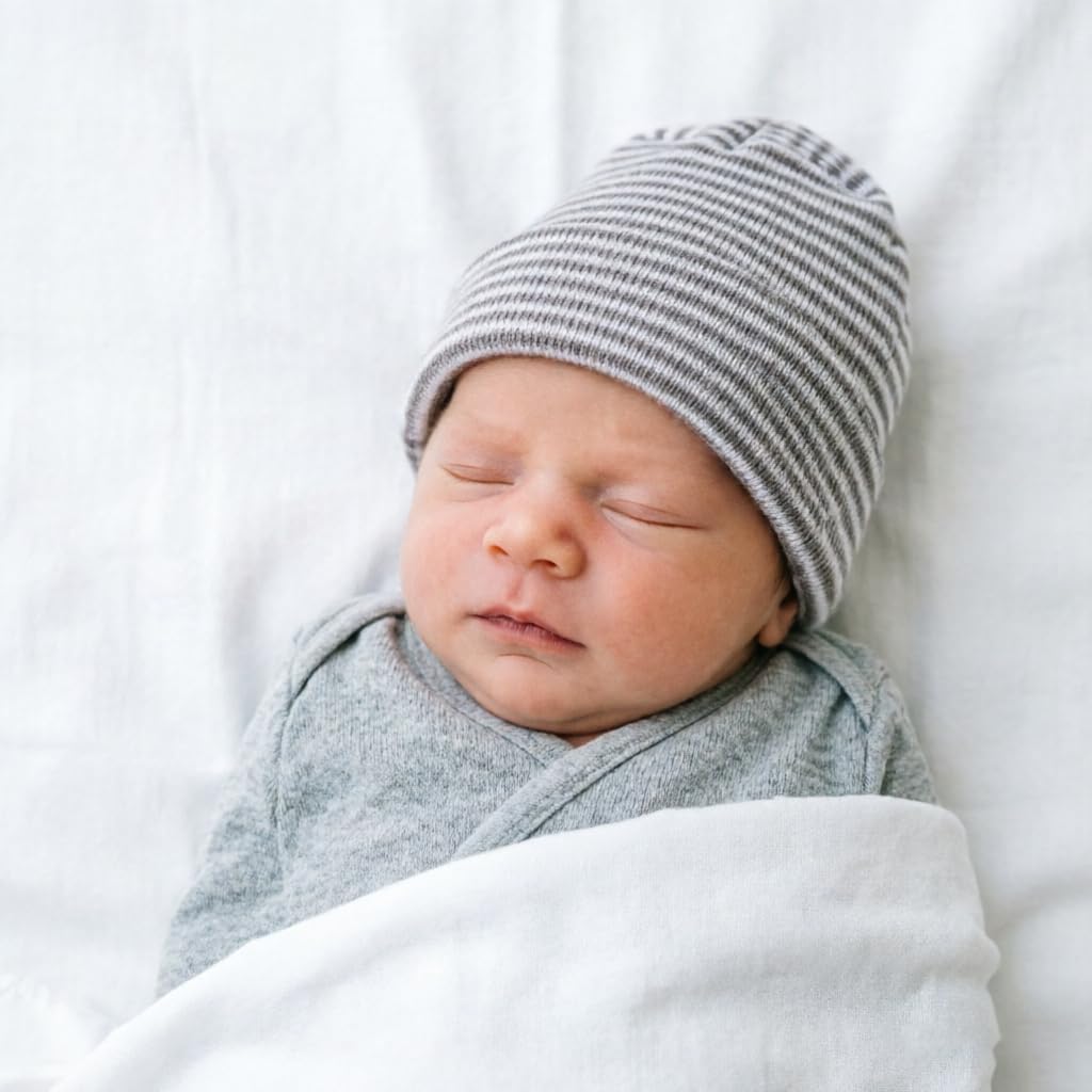 DRESHOW BQUBO 4 Pack Newborn Hospital Hat Infant Baby Hat Cap with Big Bow Soft Cute Knot Nursery Beanie
