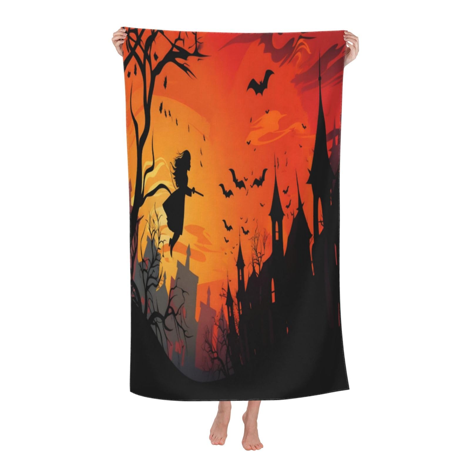 LSRCPD Beach Towels Happy Halloween Fall Pumpkins Yoga Sports Gym Bath For Adults Women 80X130Cm