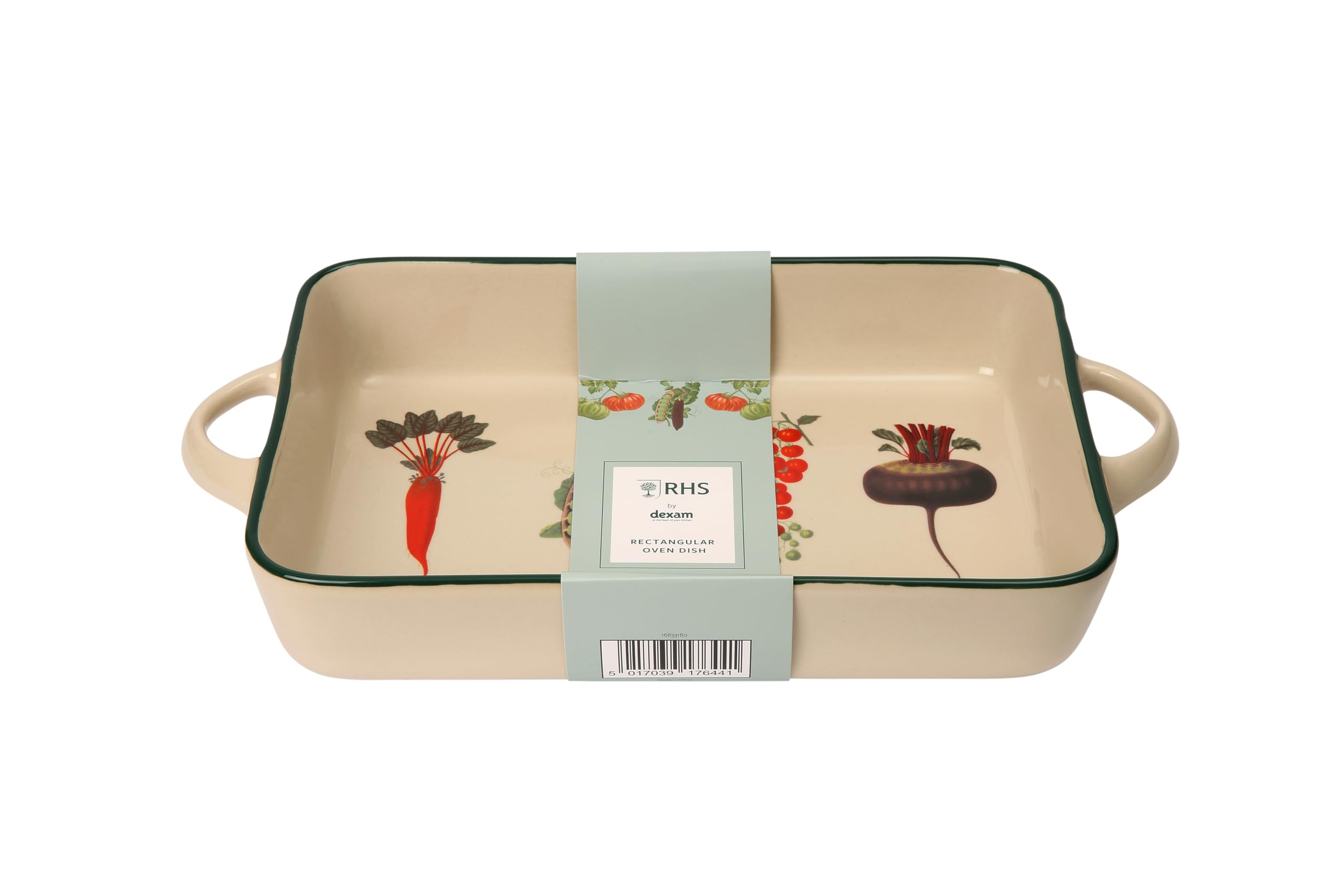 RHS - Benary Vegetables Rectangle Oven Dish, Stoneware Dish for Pies & Lasagne - Oven to Table Serving Dish with Handles