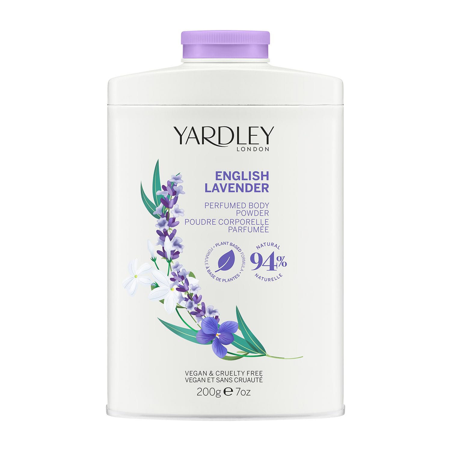 Yardley English Lavender Perfumed Body Powder, English Lavender Dusting Powder 200g, White, 200 g (Pack of 1)