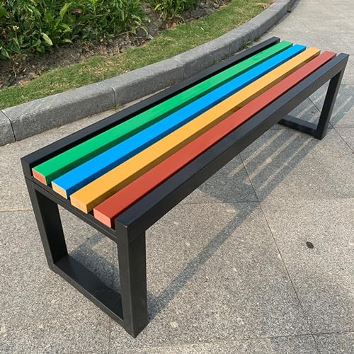 Banc de jardin à lattes colorées 120 cm pour aménagement extérieur de porche et cour
