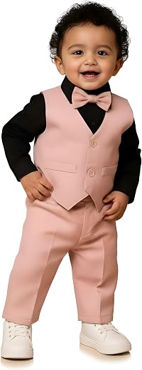Premium 3-Piece Baby Boy Party Suit - Formal Waistcoat, Shirt &amp; Trouser Set for Weddings, Birthdays &amp; Occasions