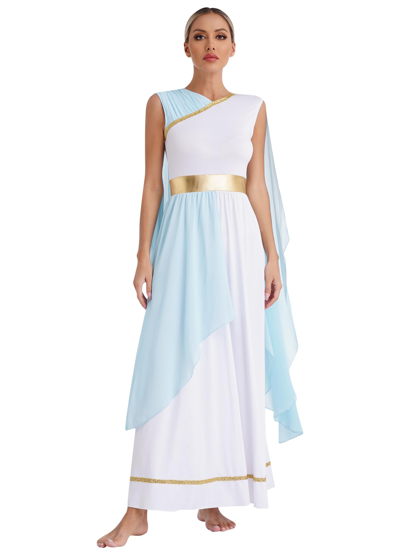JEYPINMI Women's Greek Costume Roman Queen Princess Ancient Toga Gown Fancy Dress Up