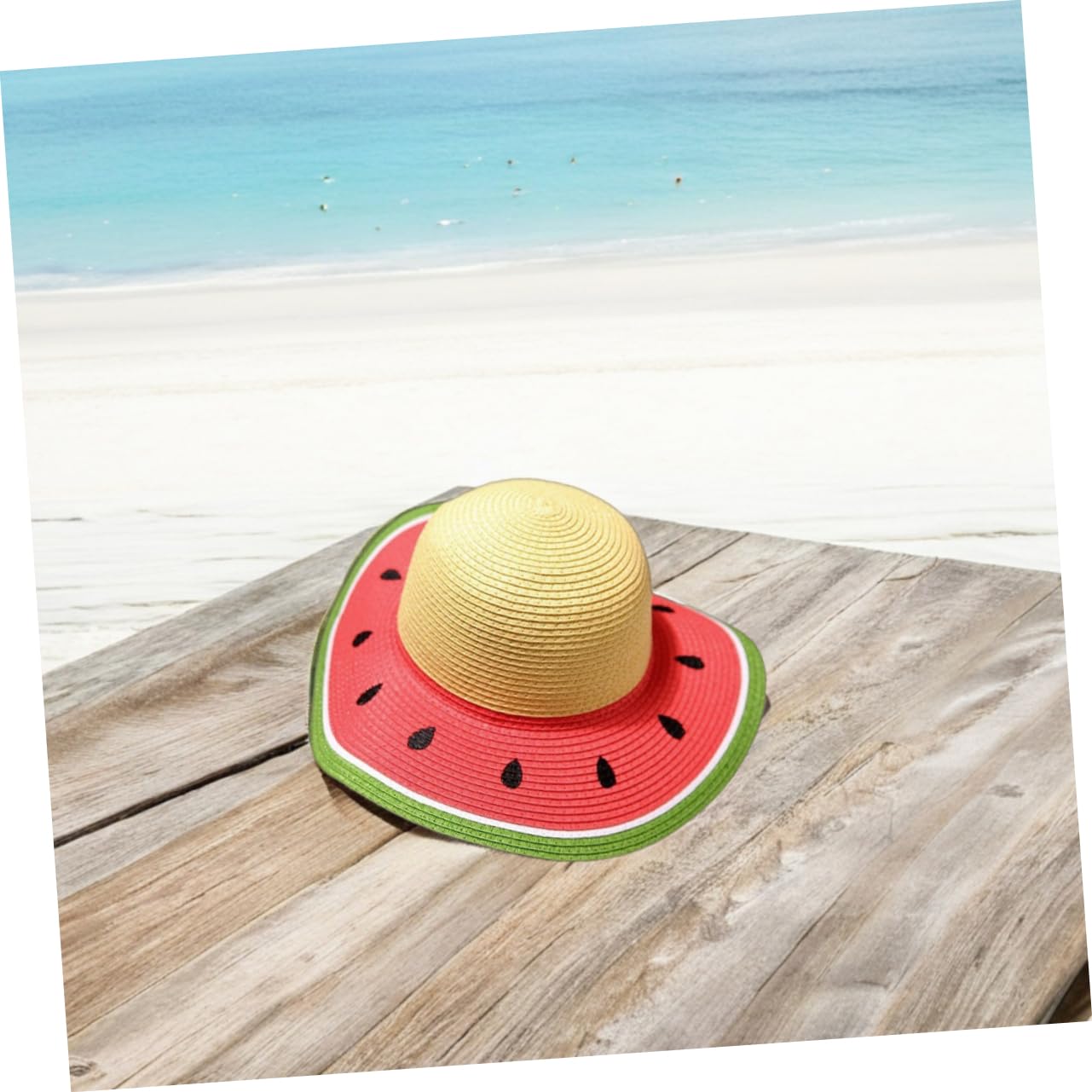 Sombrero de Paja de Sandía para Niñas, ala Ancha, Verano