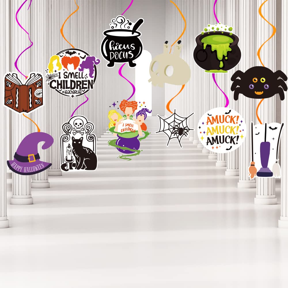 View 1 of Hocus Decorations Hanging Swirls 24 Pcs Pocus Party Decorations Cute Hocus Party Decorations for Pocus Party Supplies Halloween Theme Party