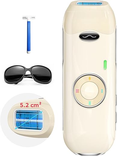 Haarlosy IPL Laser Hair Removal Device for Women and Men, Painless and Long Lasting Result, IGBT at Home IPL Laser Hair Remover Machine for Bikini Line Face Armpit Body, Pale Yellow