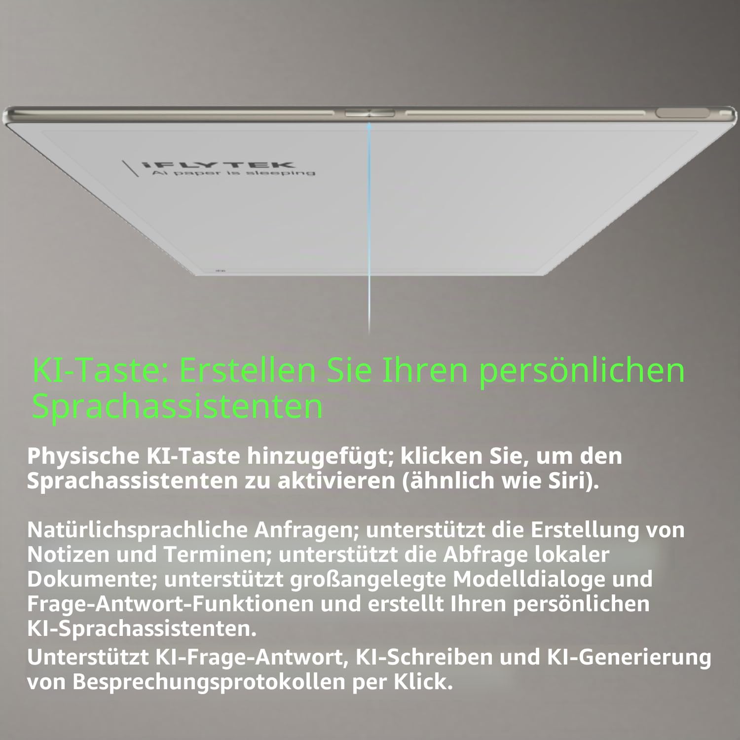 iFLYTEK AINOTE 2 Smart E-Ink Tablet 10,65 Zoll | Ultradünner digitaler Notizblock für Profis | KI-Transkription, Übersetzung & Meeting-Zusammenfassung | <20 ms Schreiblatenz