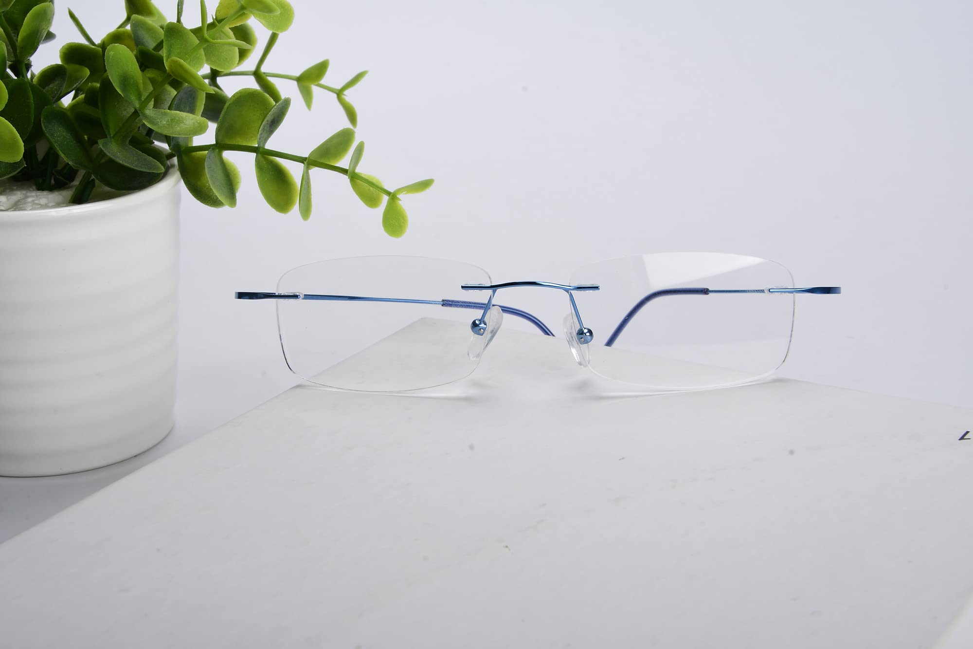 Eyekepper Titanium Rimless Reading Glasses Readers Women Blue +2.0