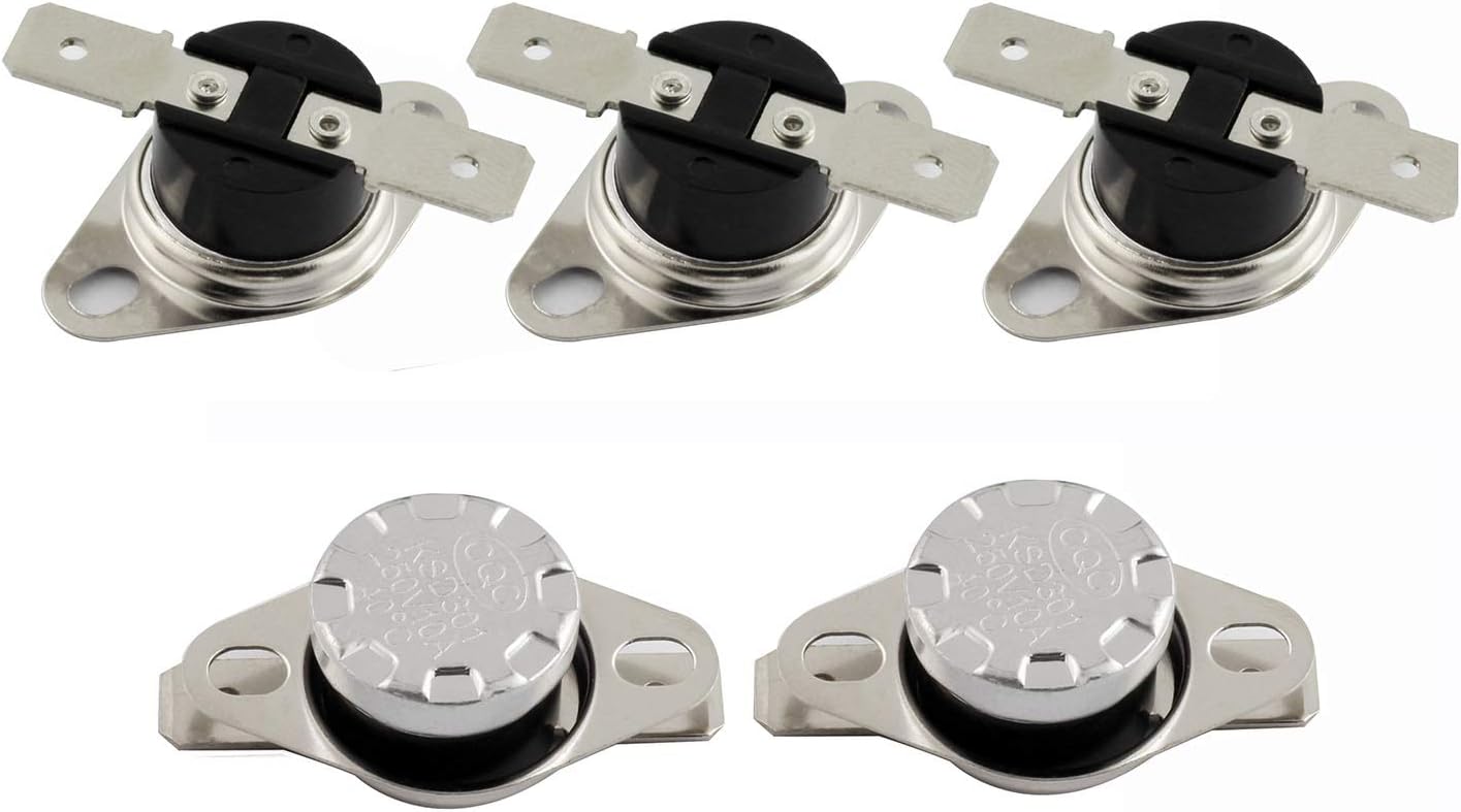 5-Pack KSD301 40 Degrees Centigrade Thermostat Thermal Control Switch 250V 10A Normally Closed NC Thermostat Temperature Switch