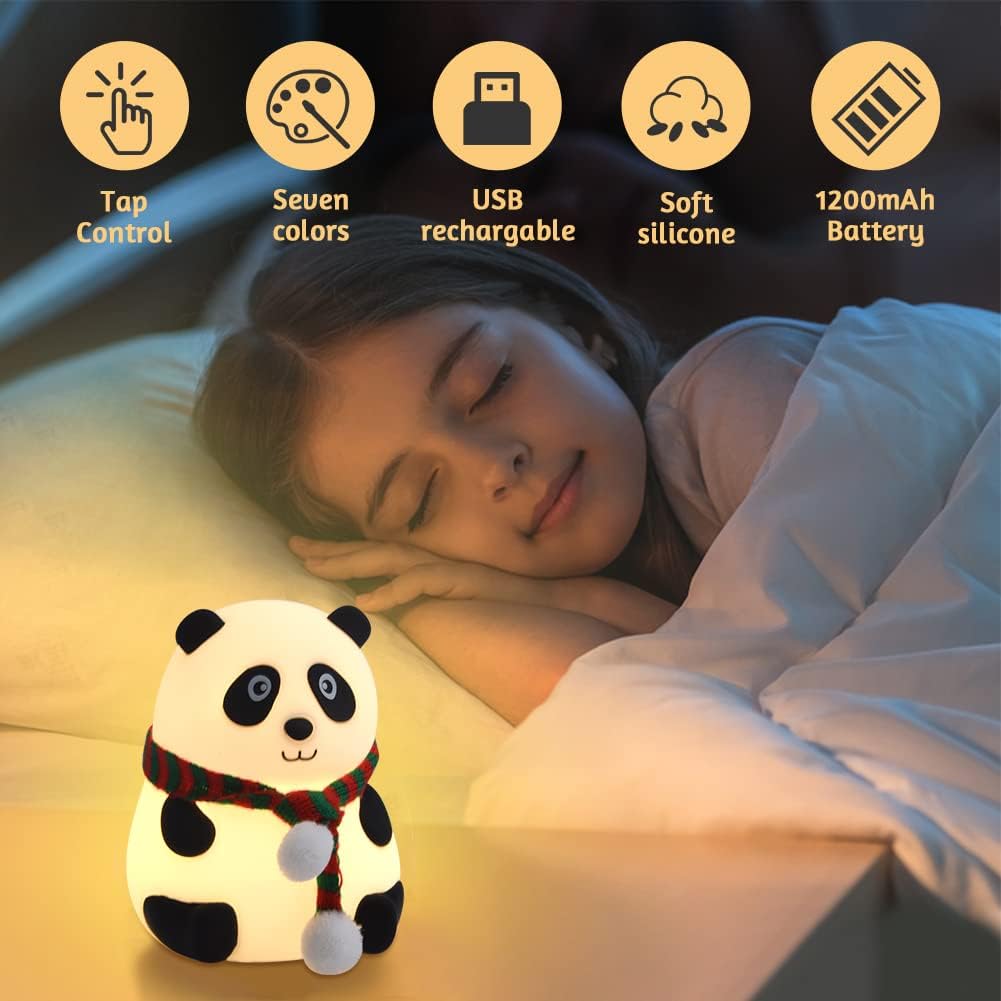 Vyoma Cute Panda Night Light, Cute Night Light for Kids, Color Change Silicone Night Light, USB Rechargeable Nursery Lamp, Eye Caring Night Light Multicolor Night Lamp for Kig Bedroom Gift 3