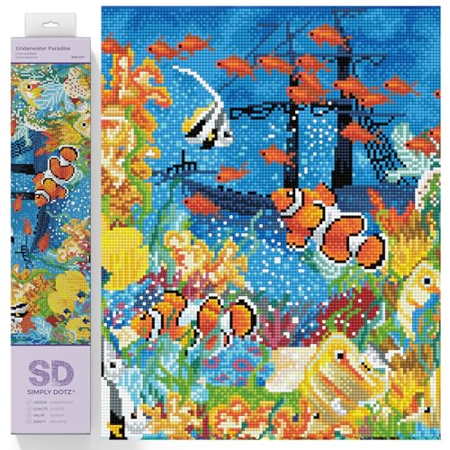 Image of DIAMOND DOTZ Underwater Paradise Diamond Painting Kits for Adults - Diamond Art Kits a Relaxing Creative Craft Kit with Dotz Gems 16.1x20.1