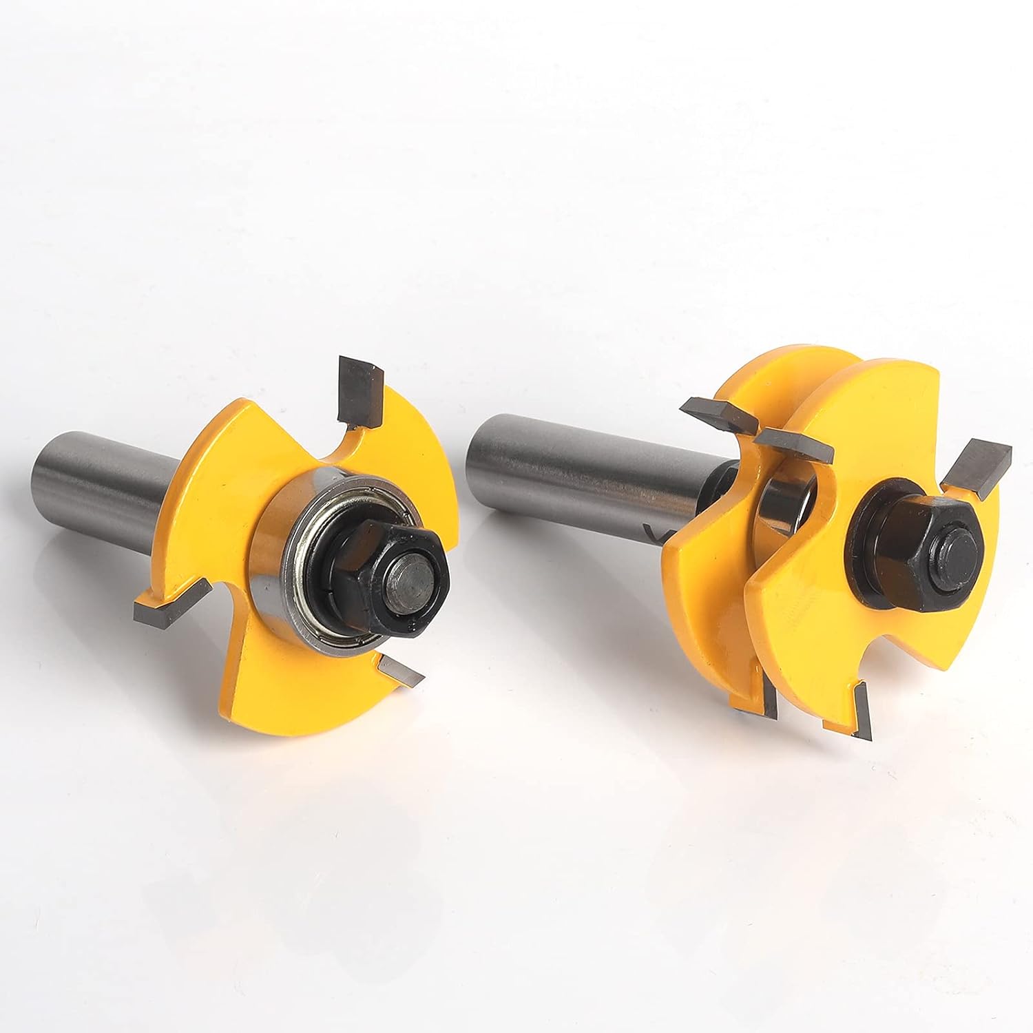 TOOLDO Tongue and Groove Router Bit & Reversible Finger Joint Router Bit, Jointing Bit Set 1/2 Inch Shank Set (Pack of 3). Parallel Angle Joint Set, for Hardwood Floor - - 