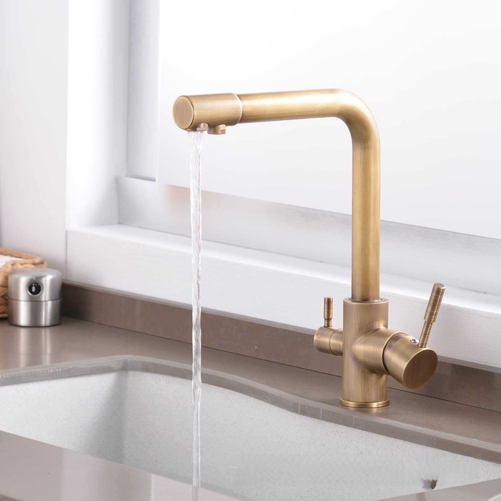 Fanjubei Imitating Antiques Kitchen Hot And Cold Water Purification Rotating Faucet, Antique-Style