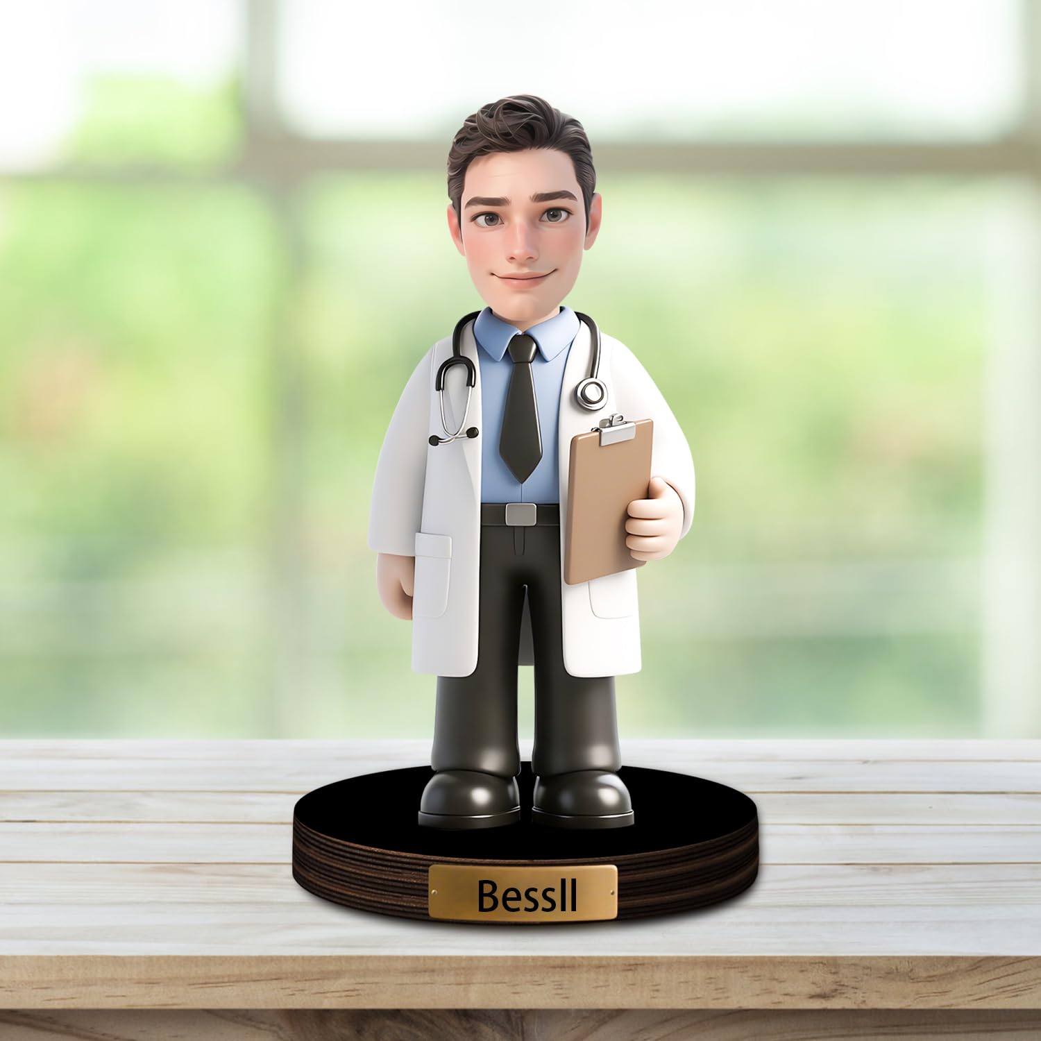 Personalizzato Medico Figurine Trinket Caricatura Ritratto Scrivania Nome Piatto Personalizzato Chirurgo Scrubs Ritratto Scultura Ornamento Placca Acrilica Dottore Apprezzamento Regalo Ufficio Tavolo